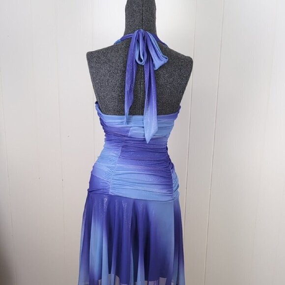 Le Chateau Blue and Purple Ruched Taylor Swift inspired Halter Dress - Picture 2 of 12